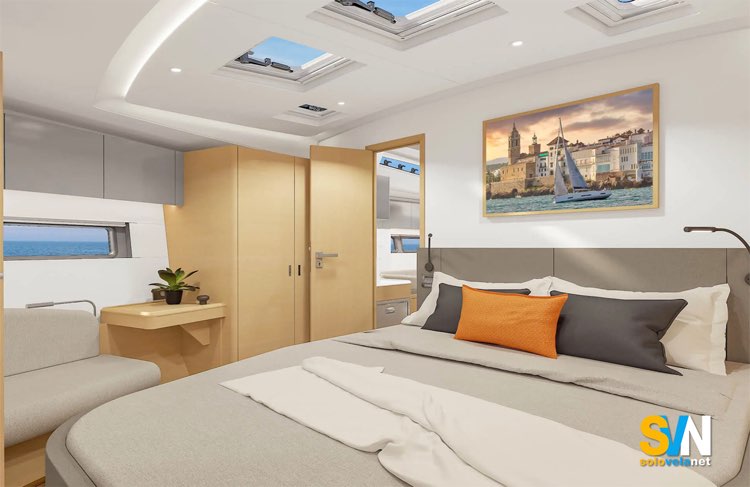 Hanse 590, cabina di prua vista da prua