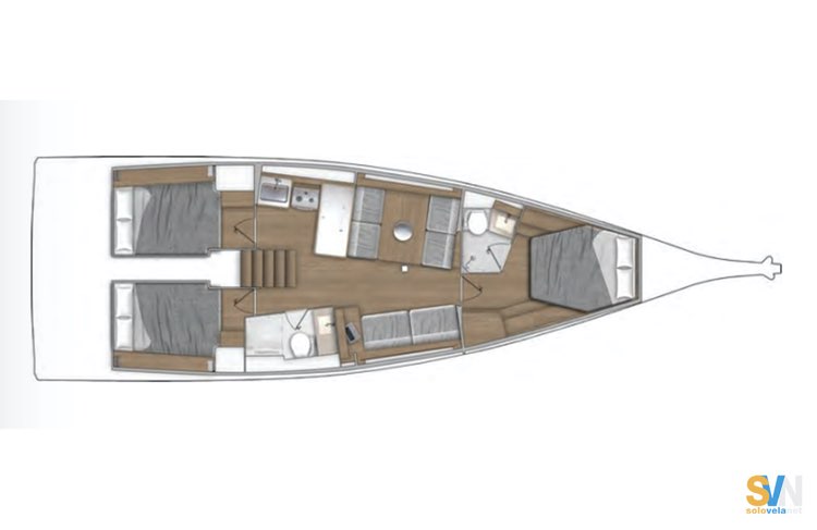 Planimetrai del First 44 - Versione 3 cabine e 2 bagni