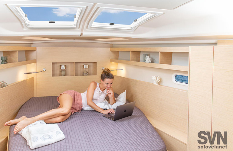 Hanse 458, la cabina armatoriale di prua