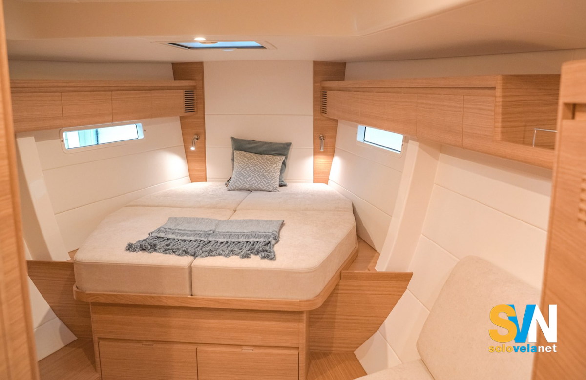 La cabina armatoriale dell'XC 50 a prua