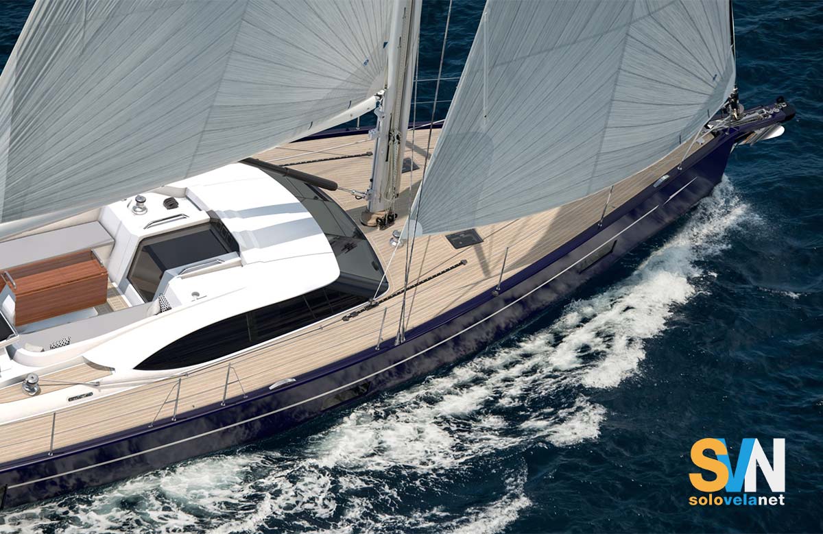 Oyster 495, un primo piano della prua