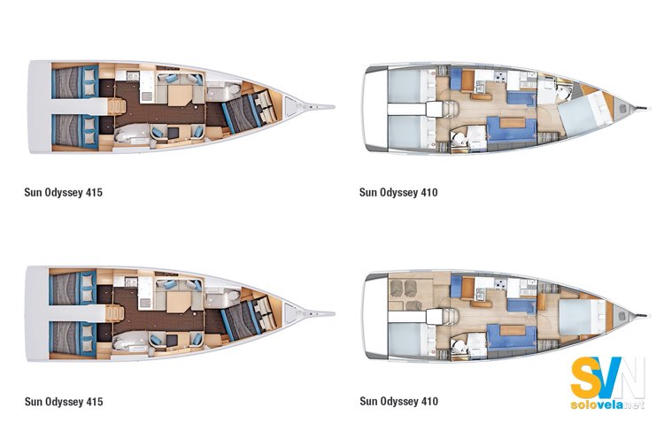 Il layout del Sun Odyssey 415 e del Sun Odyssey 410