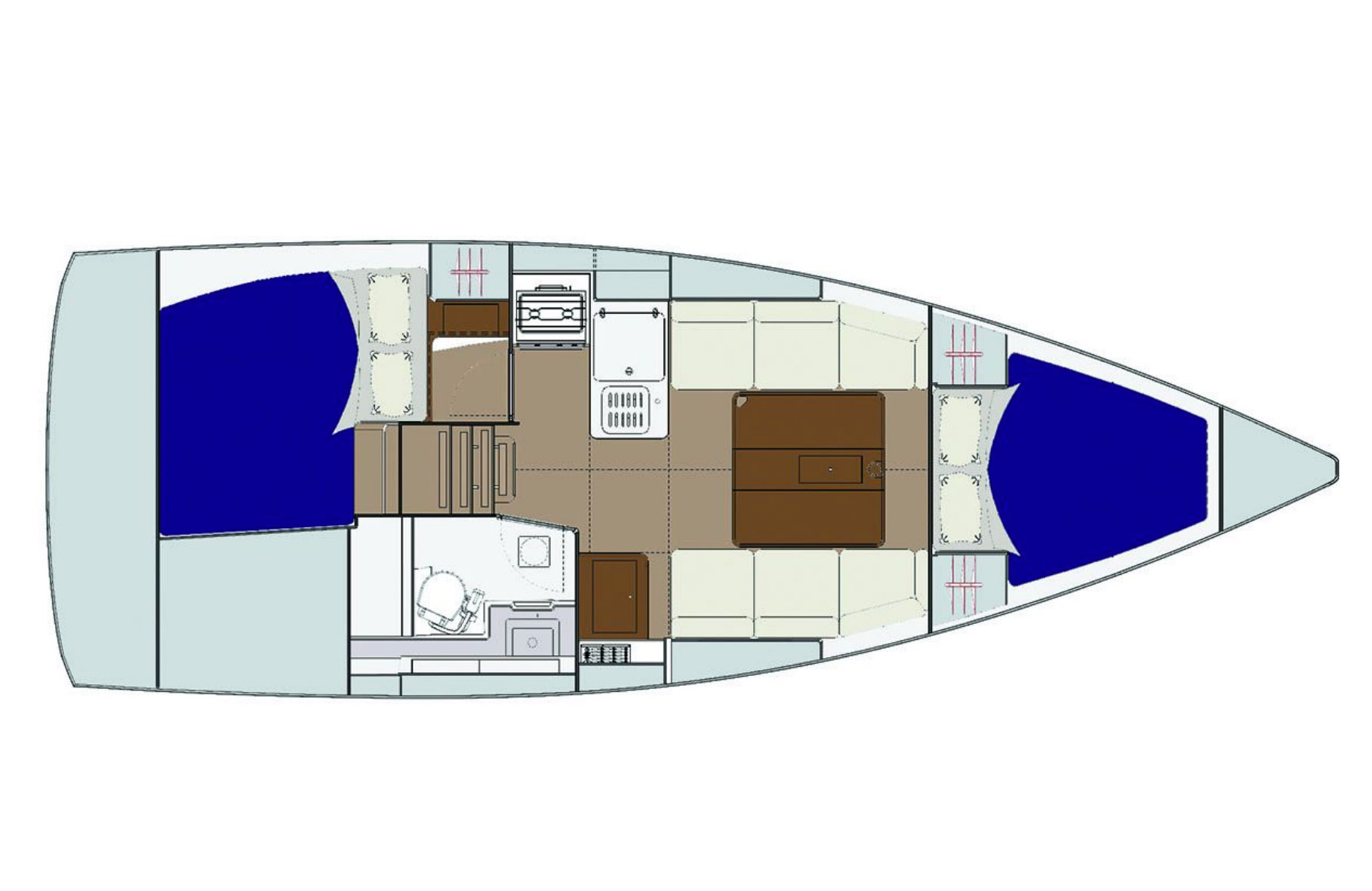 Dufour 310, la planimetria