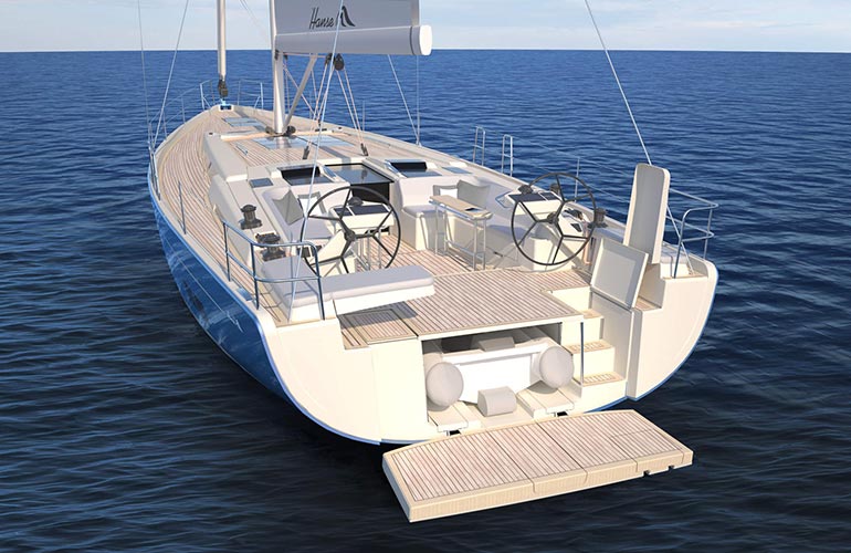 Hanse 588 la plancetta di poppa