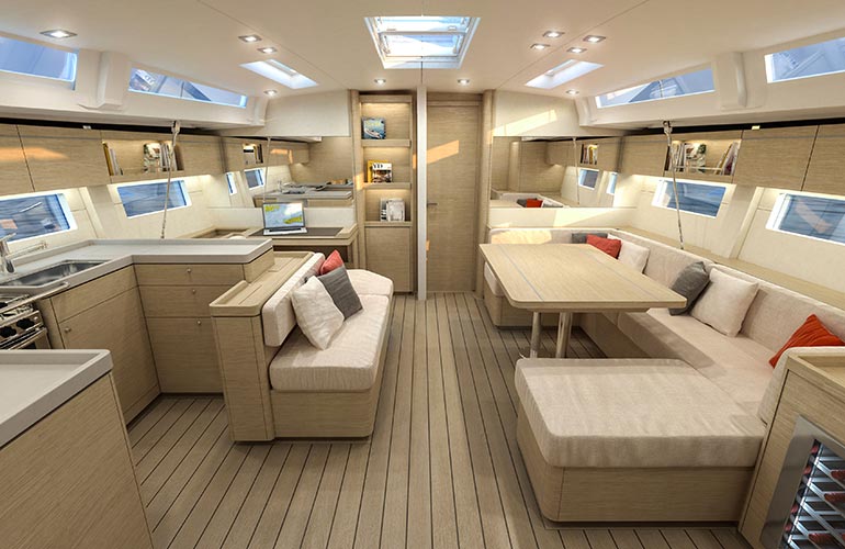 Oceanis 51.1, la dinette