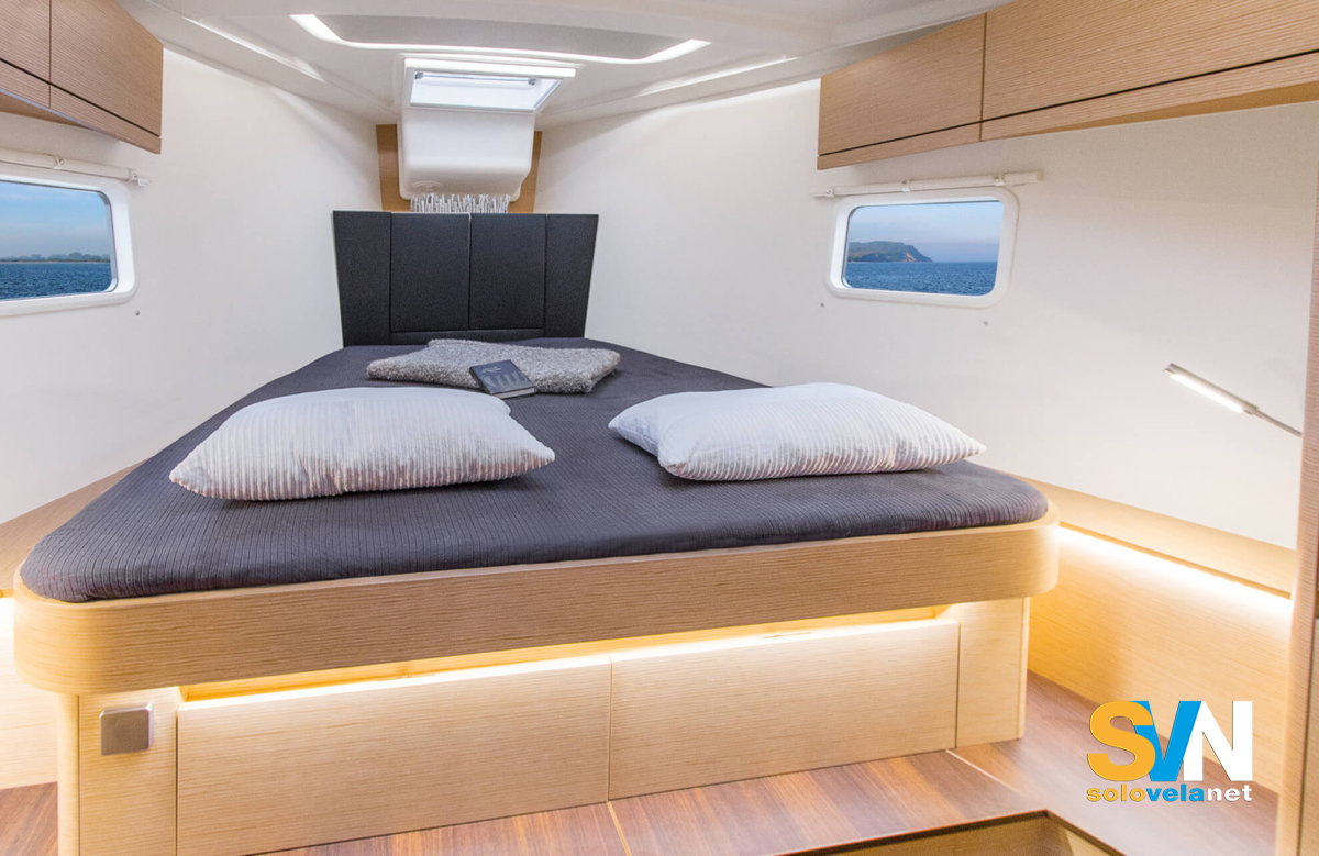 La cabina di prua dell'Hanse 418