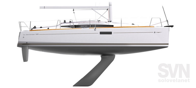 Sun Odyssey 349, le linee dello scafo
