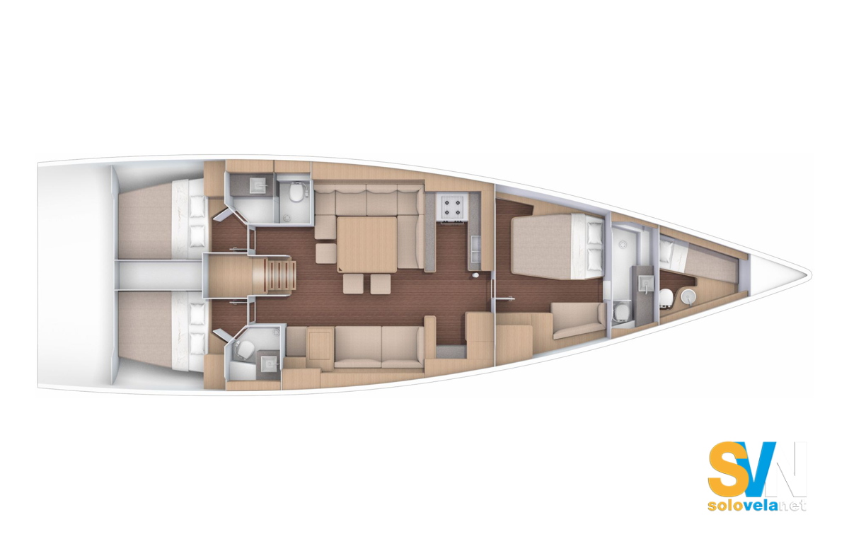 Versione 3 cabine e 3 bagni + equipaggio