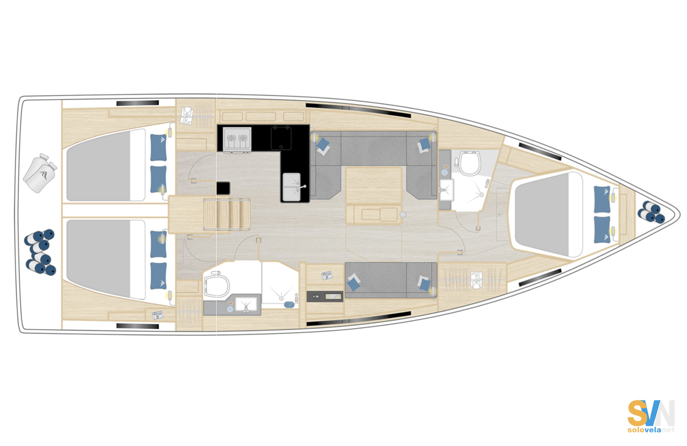 Versione 3 cabine e 2 bagno