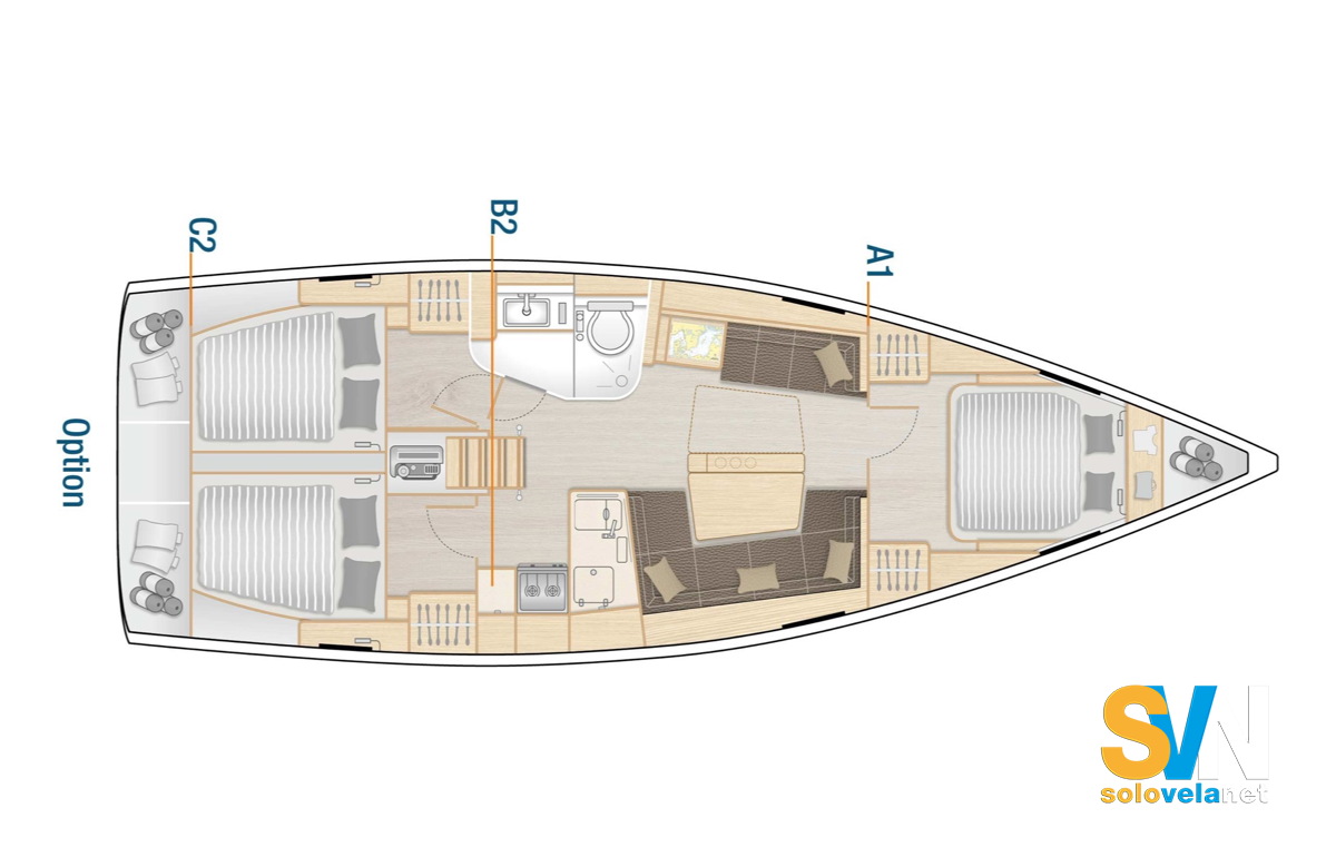 Versione 3 cabine e 1 bagno