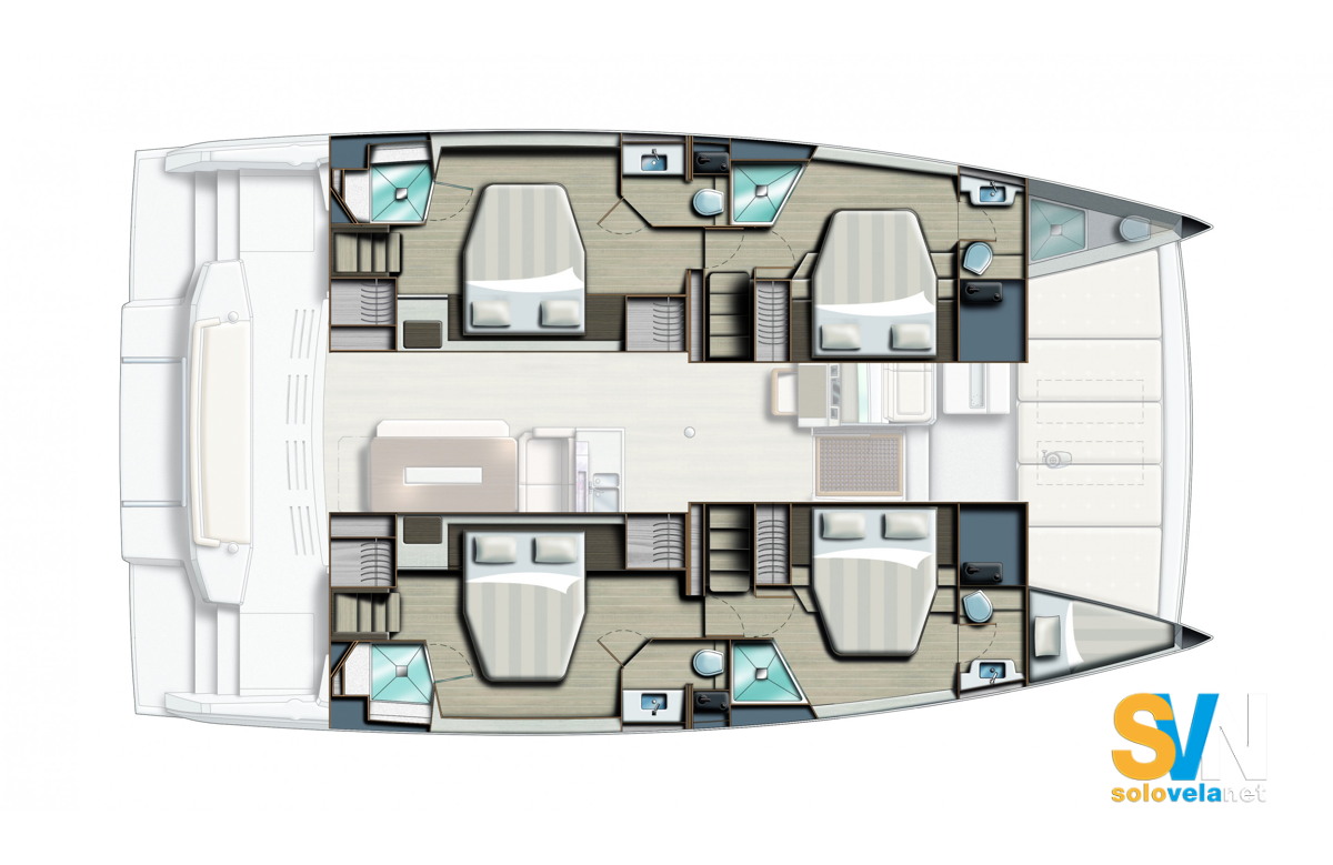 Versione 4 cabine e 4 bagni + equipaggio