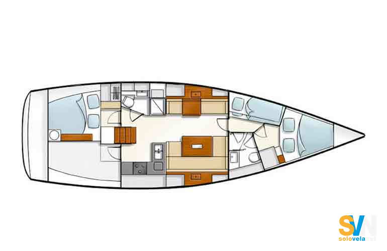 Versone 4 cabine con 2 bagni