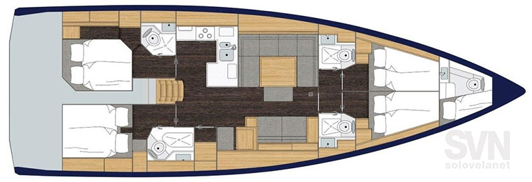 Versione 4 cabine e 4 bagni + equipaggio