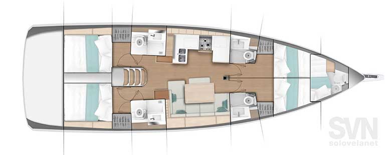 Versione 4 cabine e 4 bagni + equipaggio
