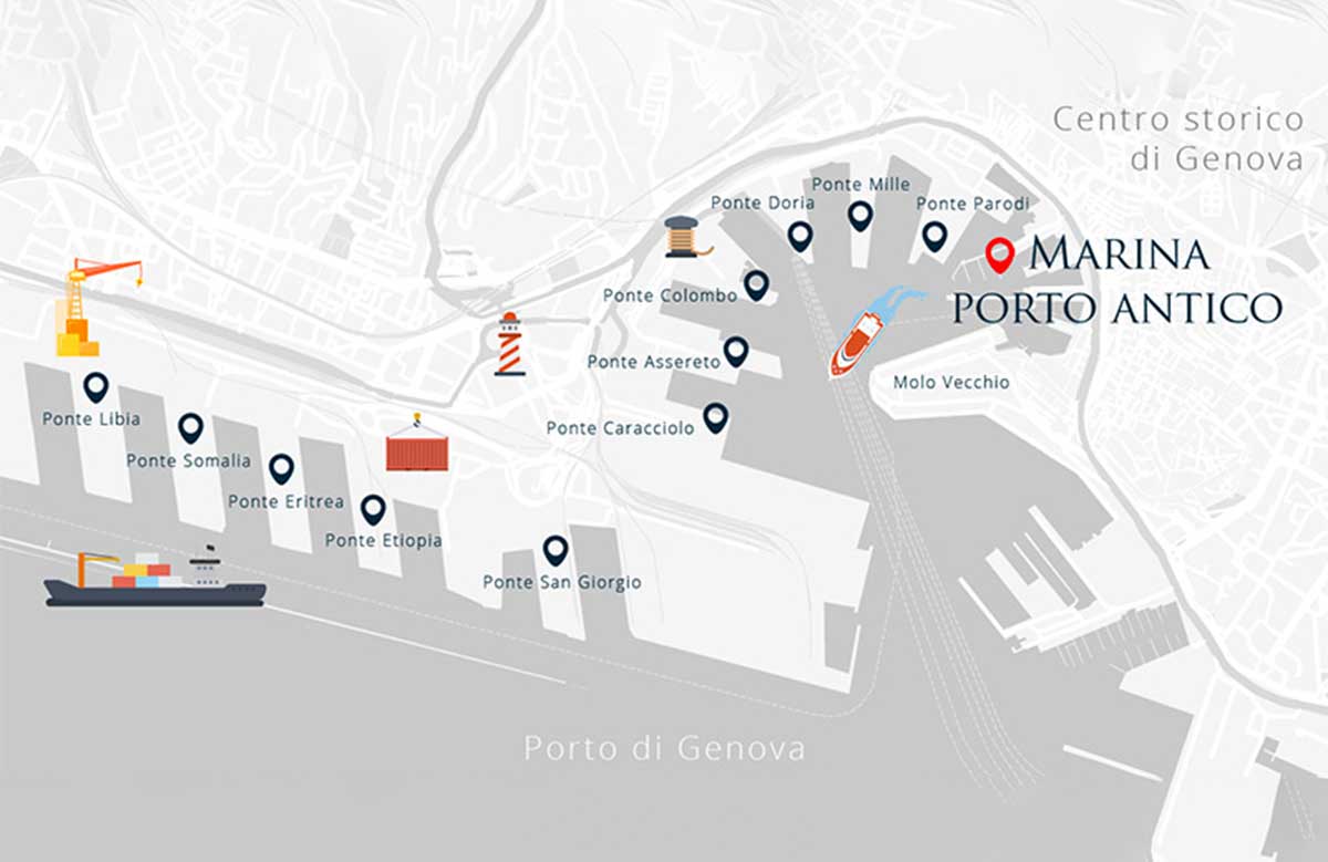 Marina Porto Antico Genova, la planimetria