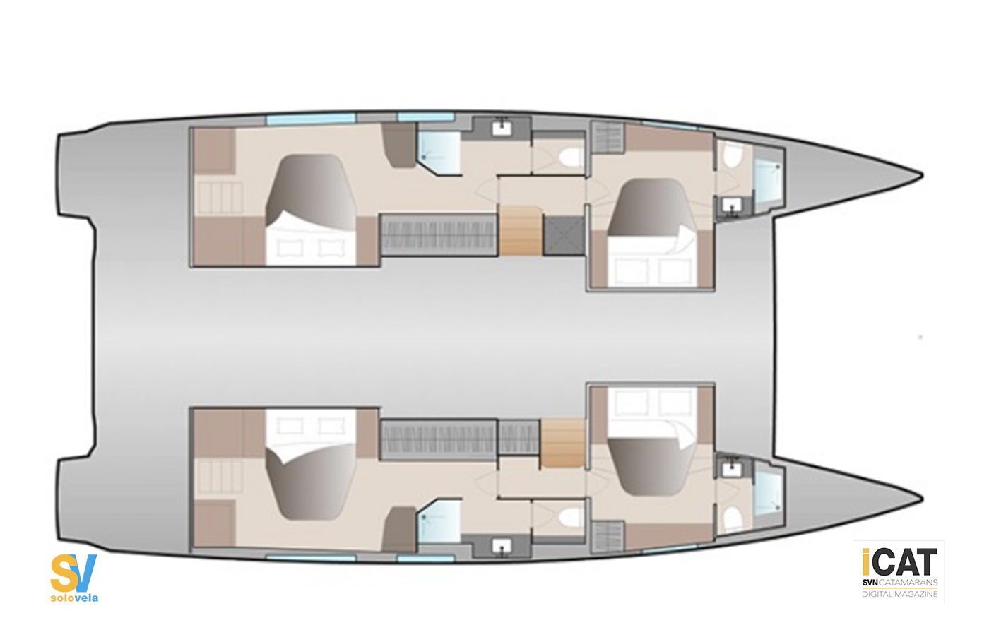 Due cabine VIP e due ospiti, tutte con bagno