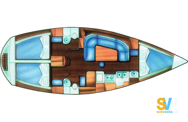 Layout Sun Charme 3 cabine e 2 bagni