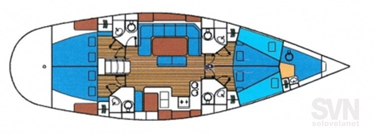 Versione 4 cabine e 4 bagni + cabina equipaggio