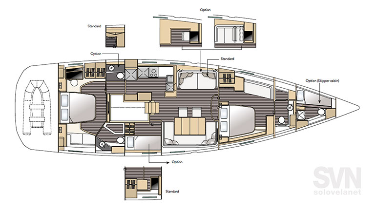 Versione 2 cabine e 2 bagni + equipaggio