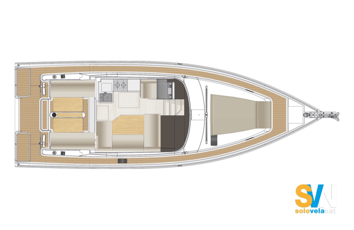 Il layout del deck saloon, con la cucina