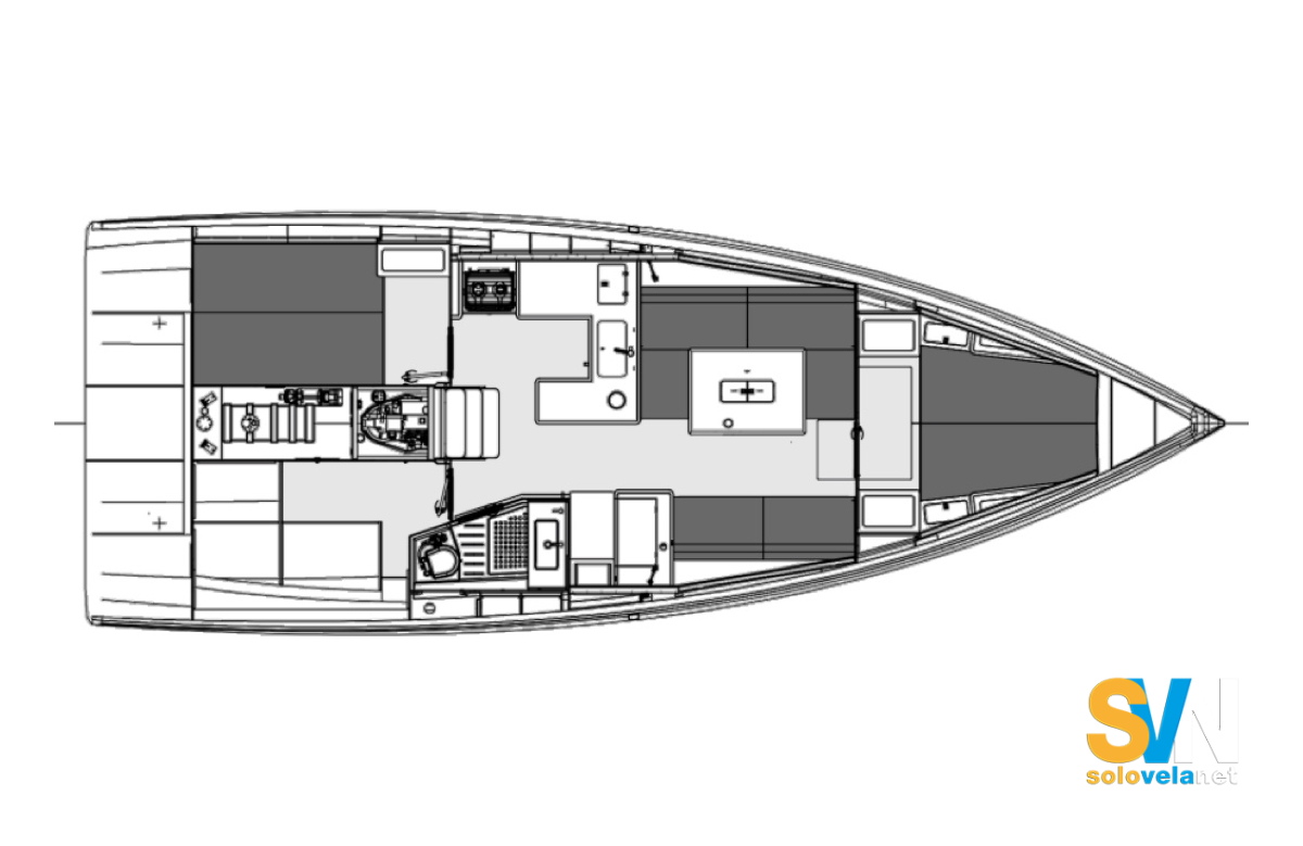 Layout unico con 2 cabine e 1 bagno