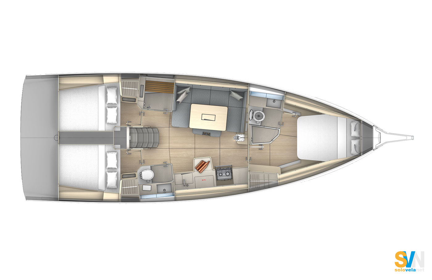 Versione 3 cabine e 1 bagno