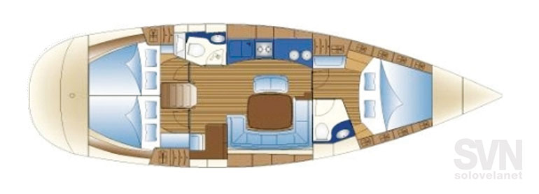 Versione armatoriale con 3 cabine e 2 bagni
