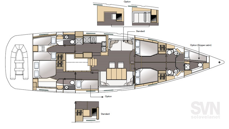Versione 4 cabine e 4 bagni + equipaggio