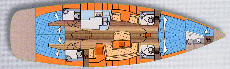 Versione 4 cabine e 4 bagni + cabina equipaggio