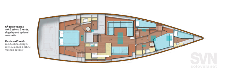 cucina a poppa e cabina marinaio opzionale